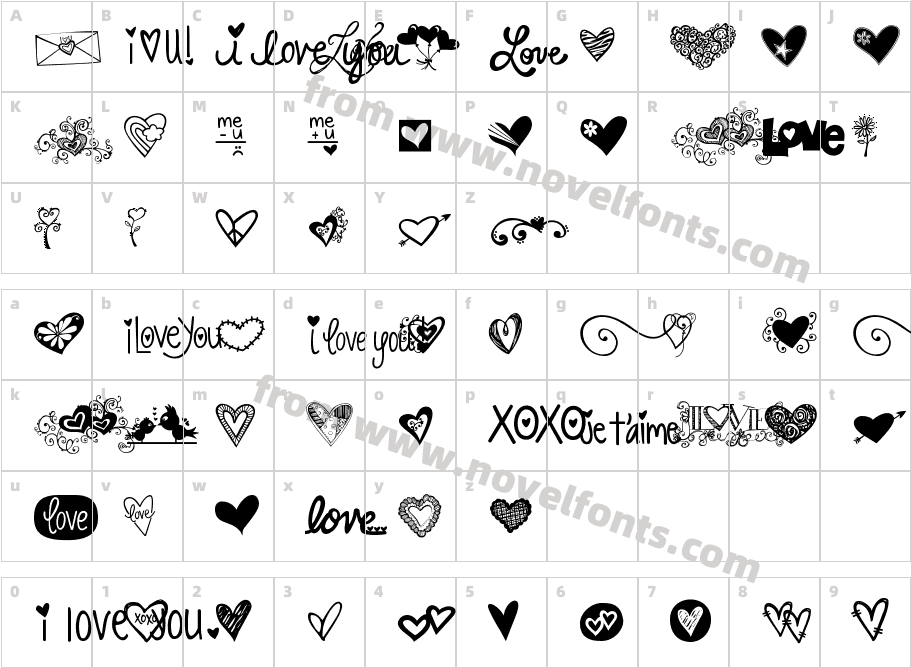 KG Heart DoodlesCharacter Map