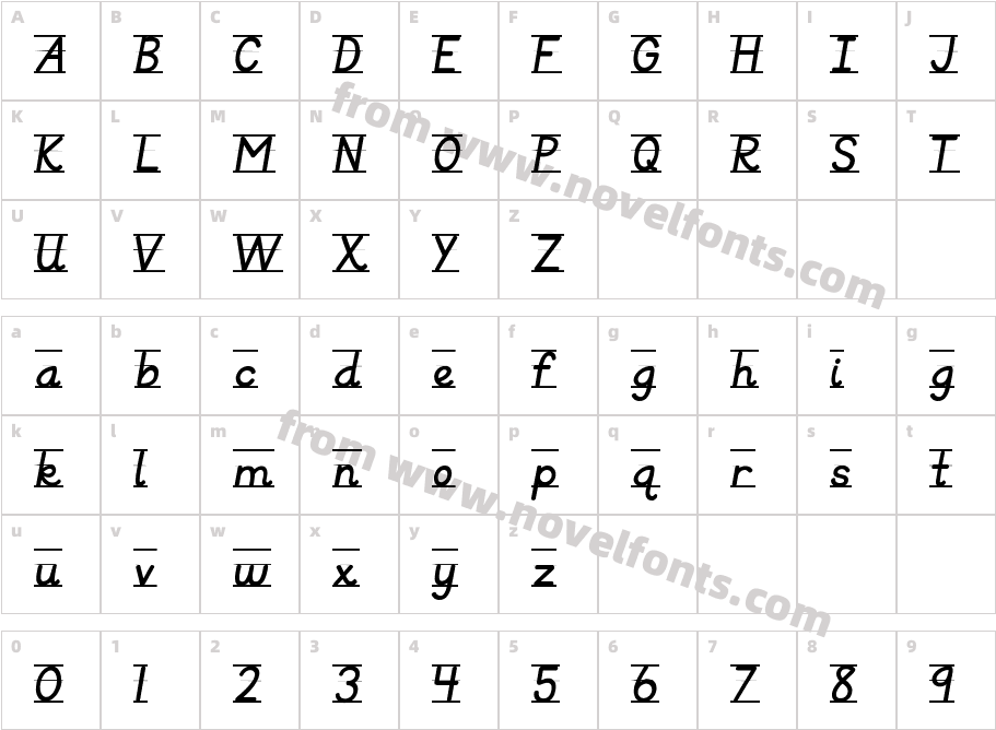 KG Primary Italics LinedCharacter Map