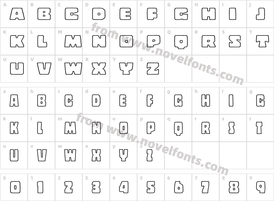 Copal-OutlineCharacter Map