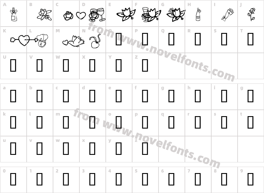 KR Cuori Divertenti 1Character Map