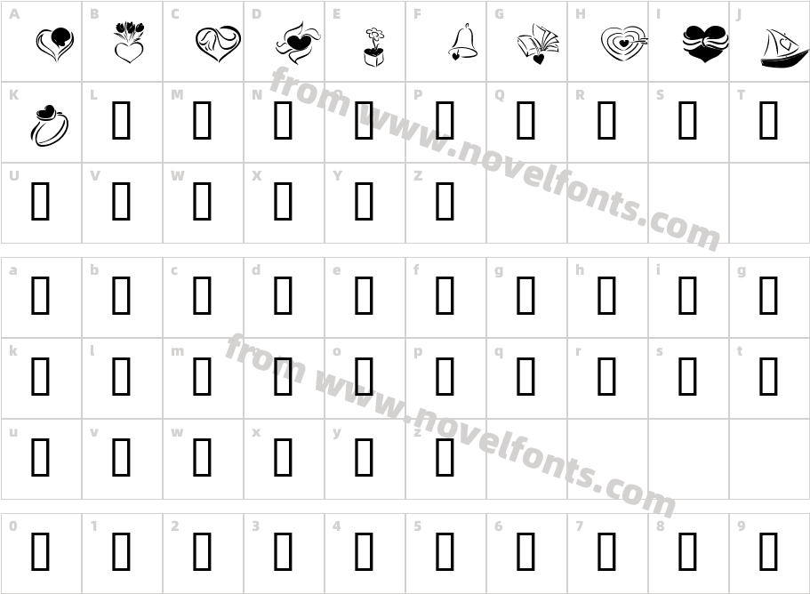 KR Cuori Divertenti 2Character Map