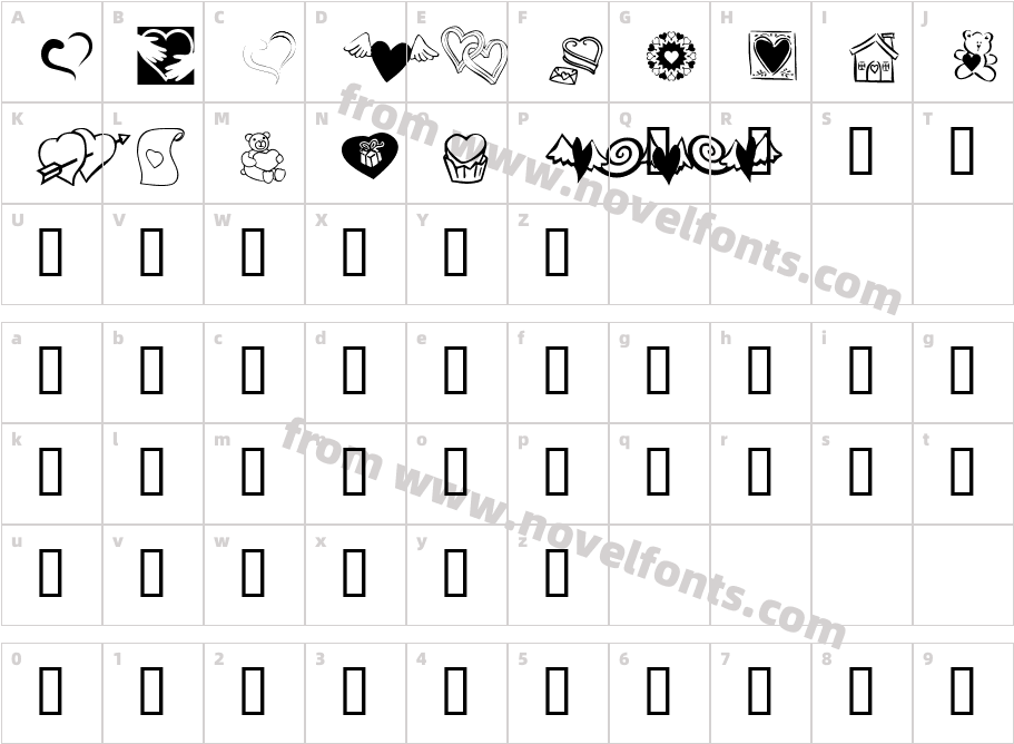 KR Cuori Divertenti 5Character Map