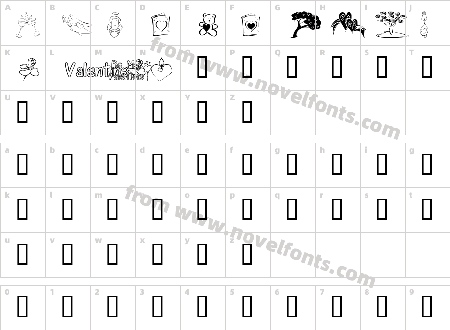 KR Cuori Divertenti 8Character Map