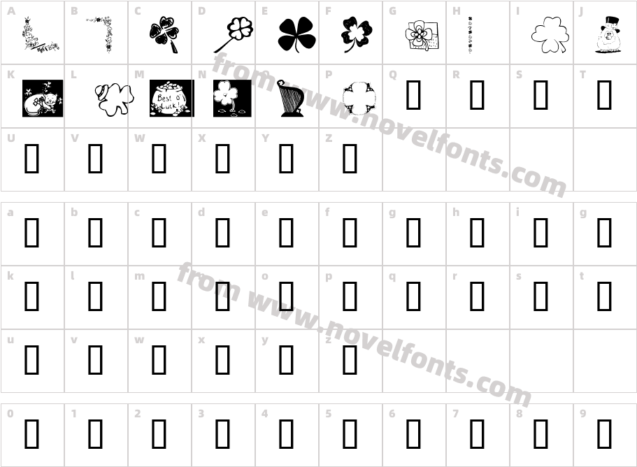 KR Irish Kat 3Character Map