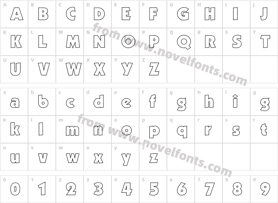 KabelOutlineCharacter Map