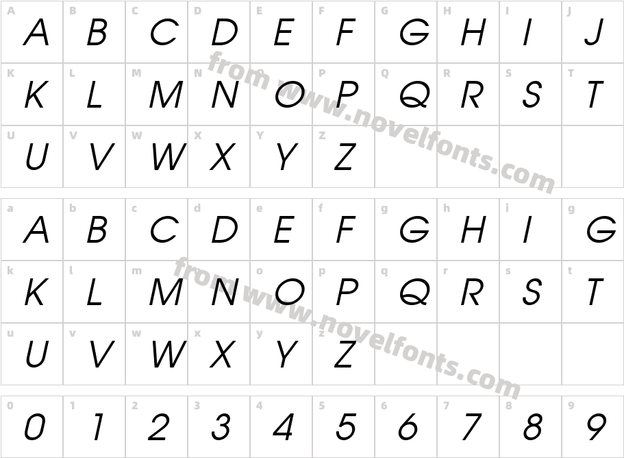 .VnAvantH ItalicCharacter Map