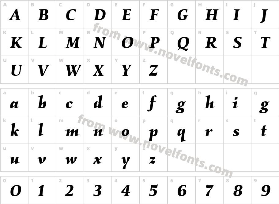 KallosITC TT BoldItalicCharacter Map