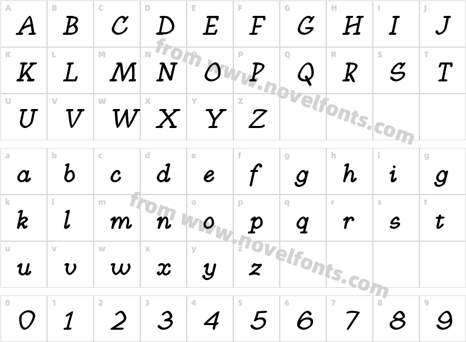 KampFriendship BoldItalicCharacter Map