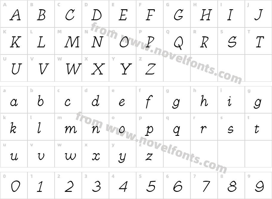 KampFriendship ItalicCharacter Map