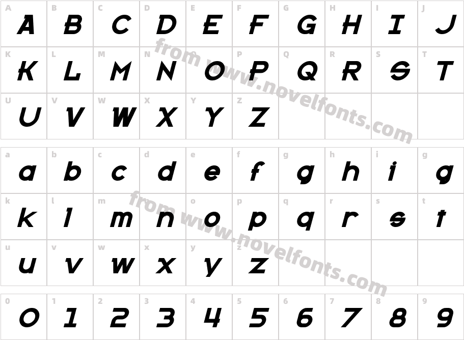 Kanno Bold ItalicCharacter Map