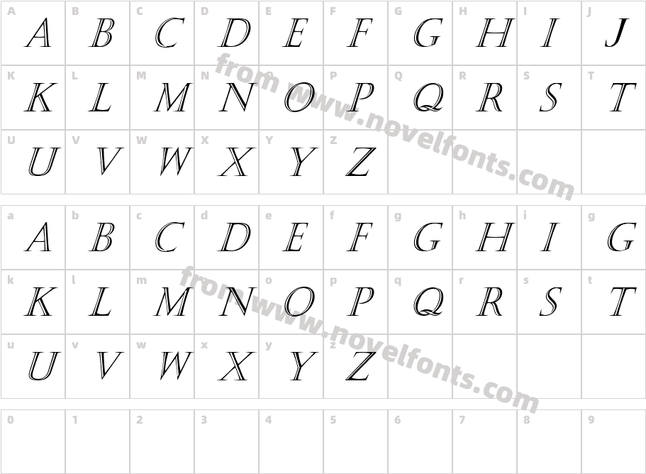 Kastellar ItalicCharacter Map