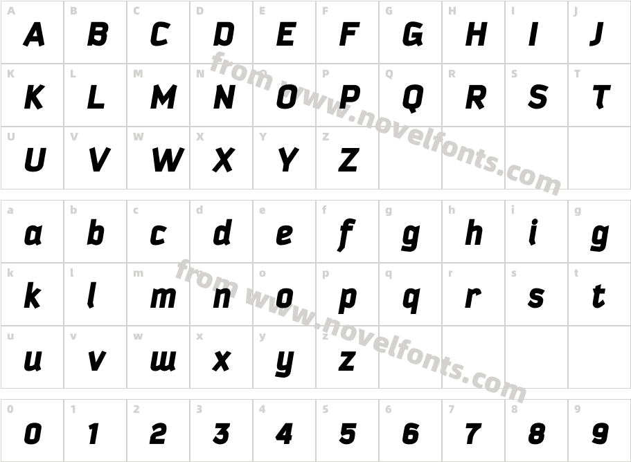 Kautiva Pro Black ItalicCharacter Map