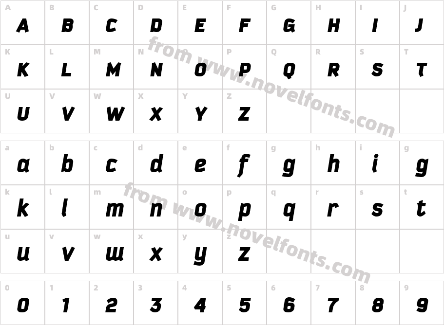 Kautiva Uni Black ItalicCharacter Map