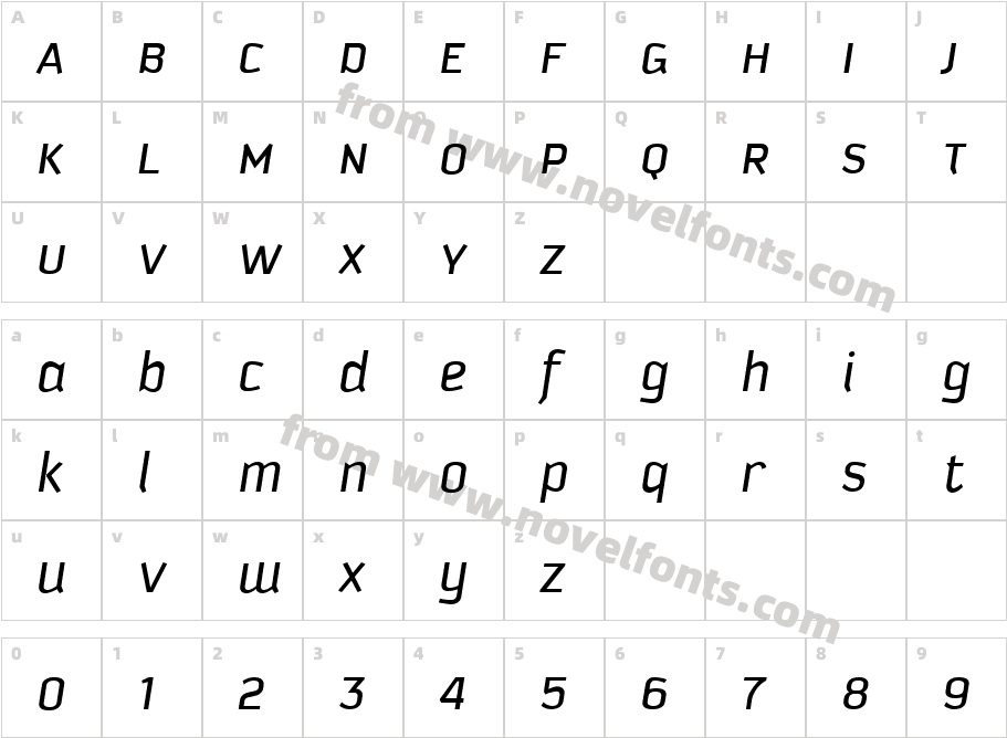 Kautiva Uni ItalicCharacter Map