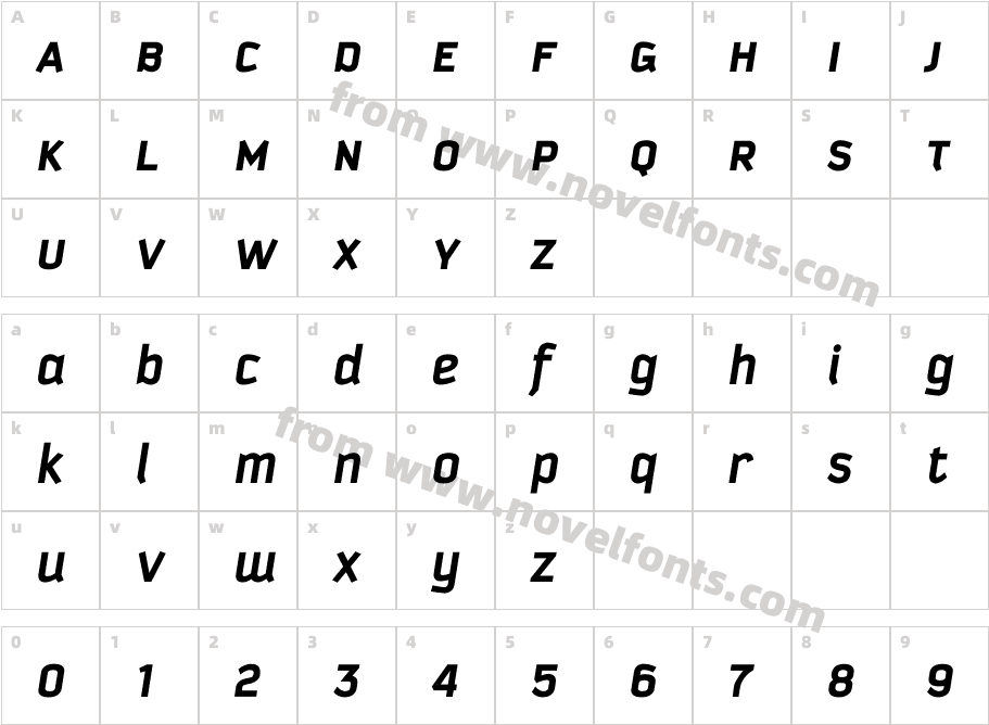 KautivaUni-BoldItalicCharacter Map