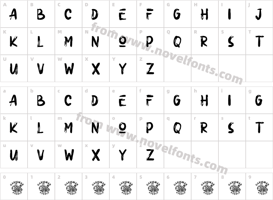 Copyright (c) 2019 by Garisman Studio. All rights reserved.Character Map