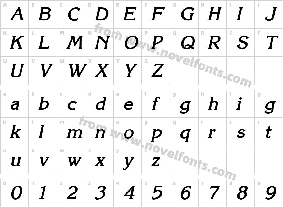 Keira Bold ItalicCharacter Map