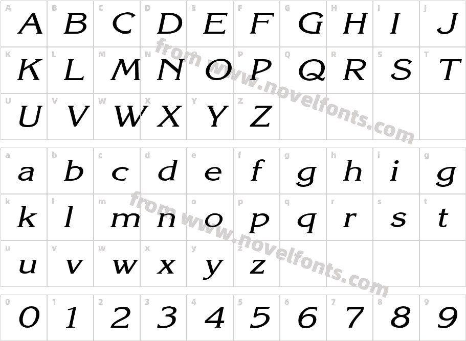 Keira Wide ItalicCharacter Map