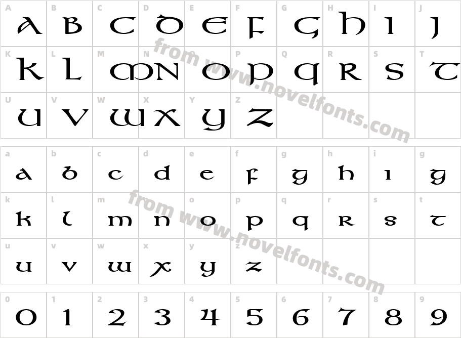 Kelt Extended BoldCharacter Map