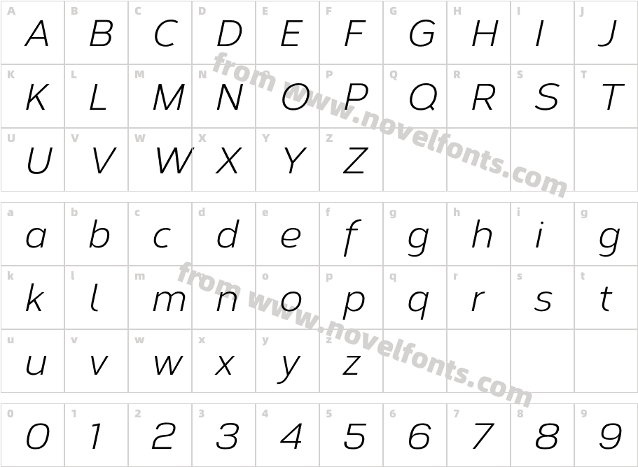 Corbert ItalicCharacter Map