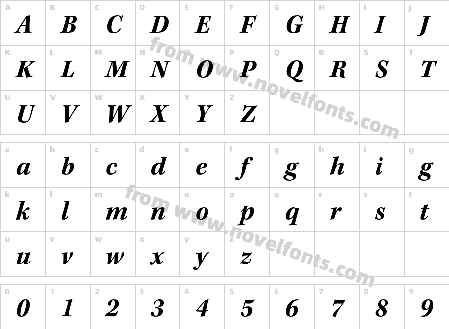 KeplerStd-BoldItCharacter Map