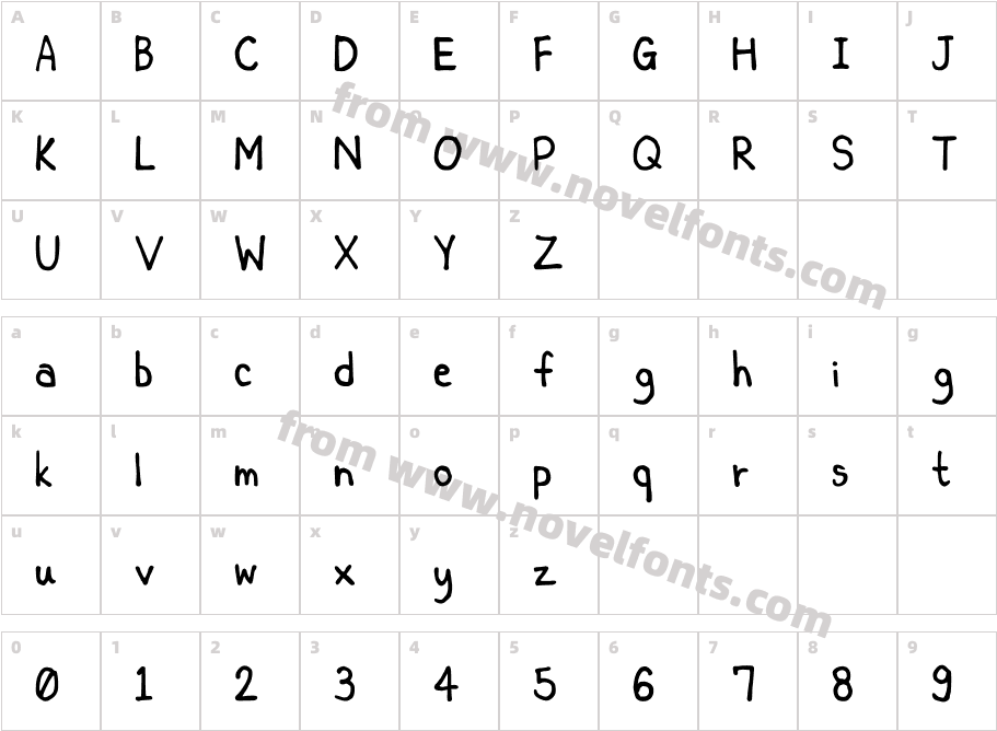 Key's comic font 1Character Map