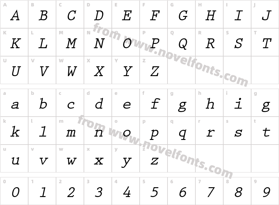 Keyboard Elite SSi Bold ItalicCharacter Map