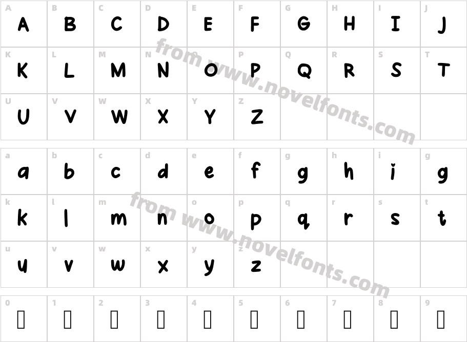 Keycs Handwritting RegularCharacter Map