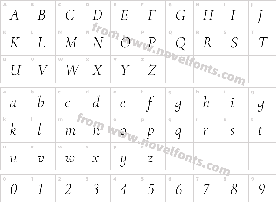 Cormorant Infant Light ItalicCharacter Map