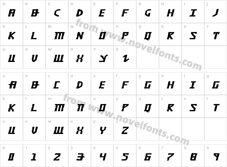 Khazad-Dum Expanded ItalicCharacter Map