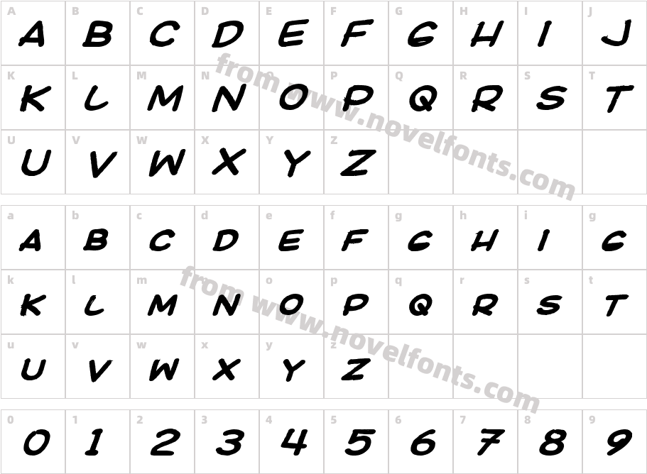 Ki Comic BoldItalicCharacter Map