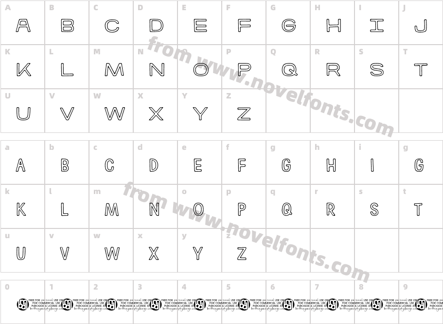 KiTestRings OutliNe RegularCharacter Map