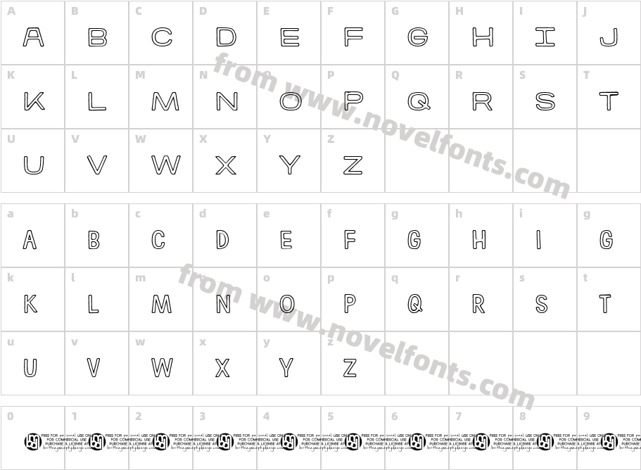 KiTestRings OutliNe RegularCharacter Map