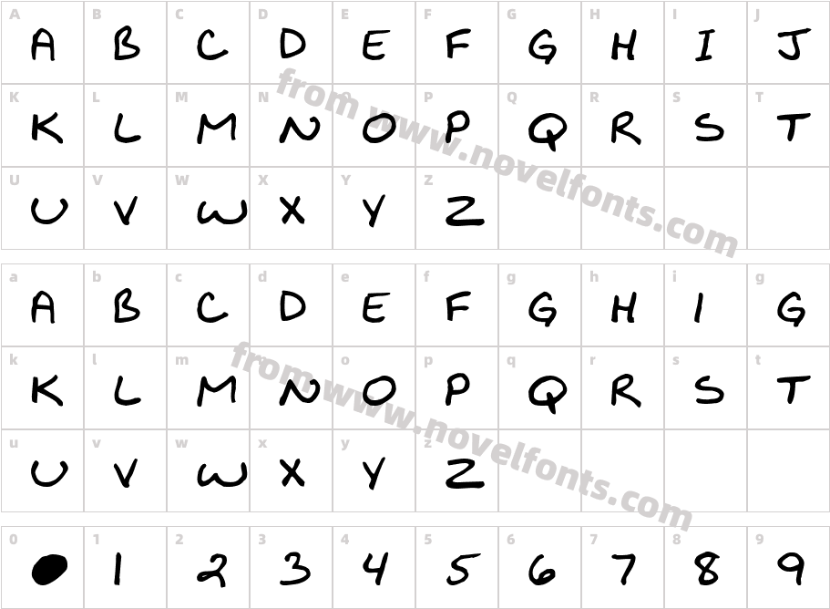 KibbyBoldFontCharacter Map