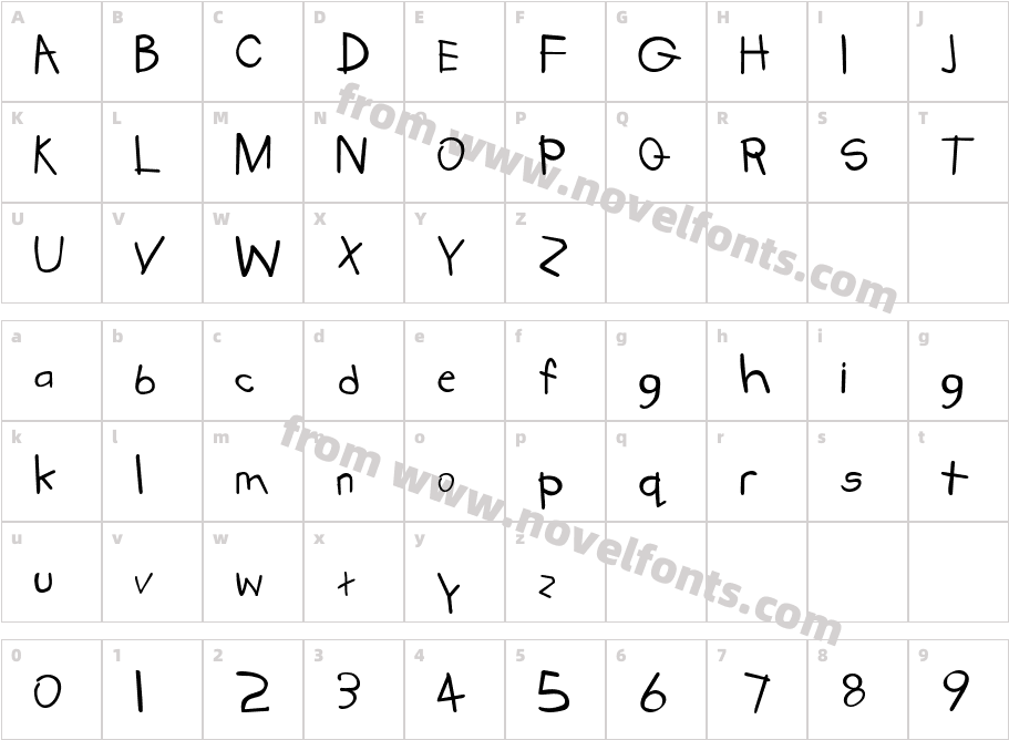 KidstuffBoldSWFTECharacter Map