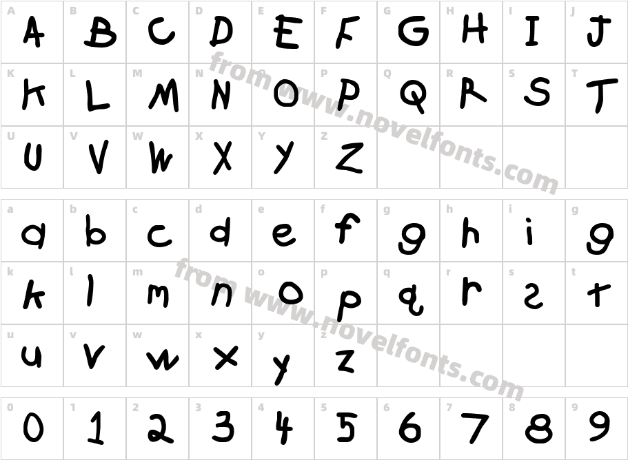 KidzOnlyTooSSK BoldCharacter Map