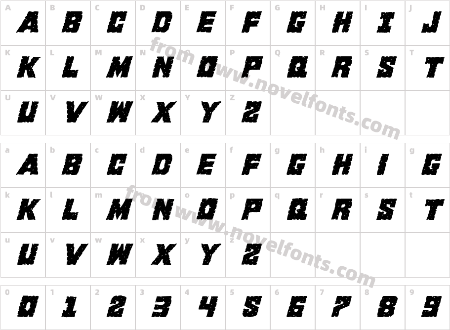 King Commando ItalicCharacter Map