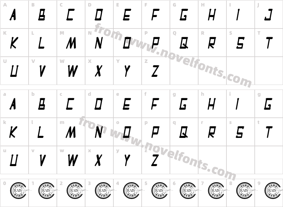 Cornering Demo ItalicCharacter Map