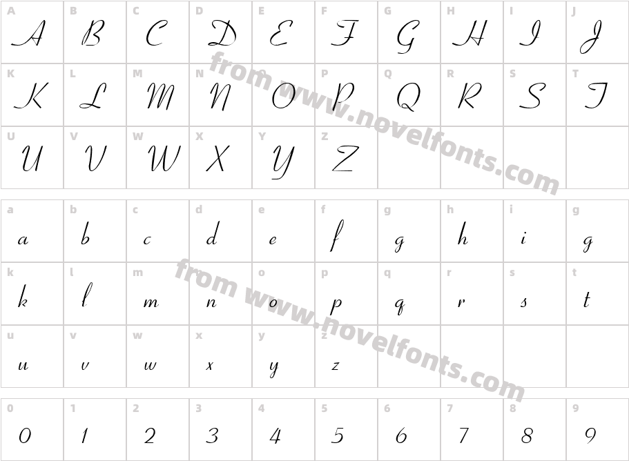 Cornet ScriptCharacter Map