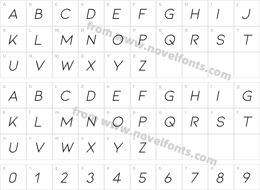 Kiona ItallicCharacter Map