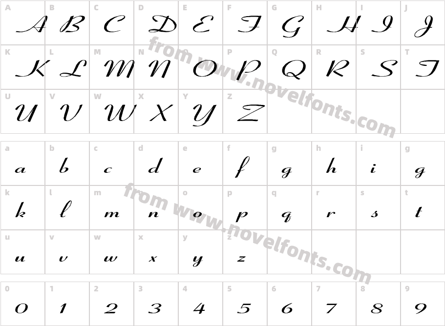 Coronet-SemiBold-Italic ExCharacter Map