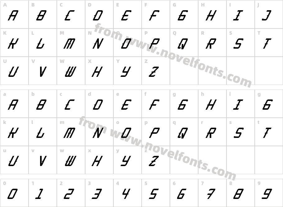 KitchenCowboyItalicCharacter Map