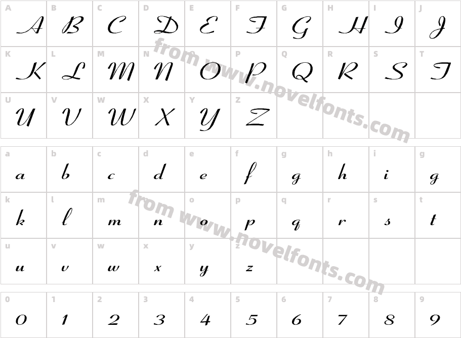 Coronet-SemiBold-Italic WdCharacter Map