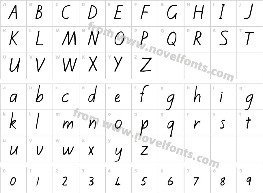 KiwiSchoolHandwriting-RegularCharacter Map