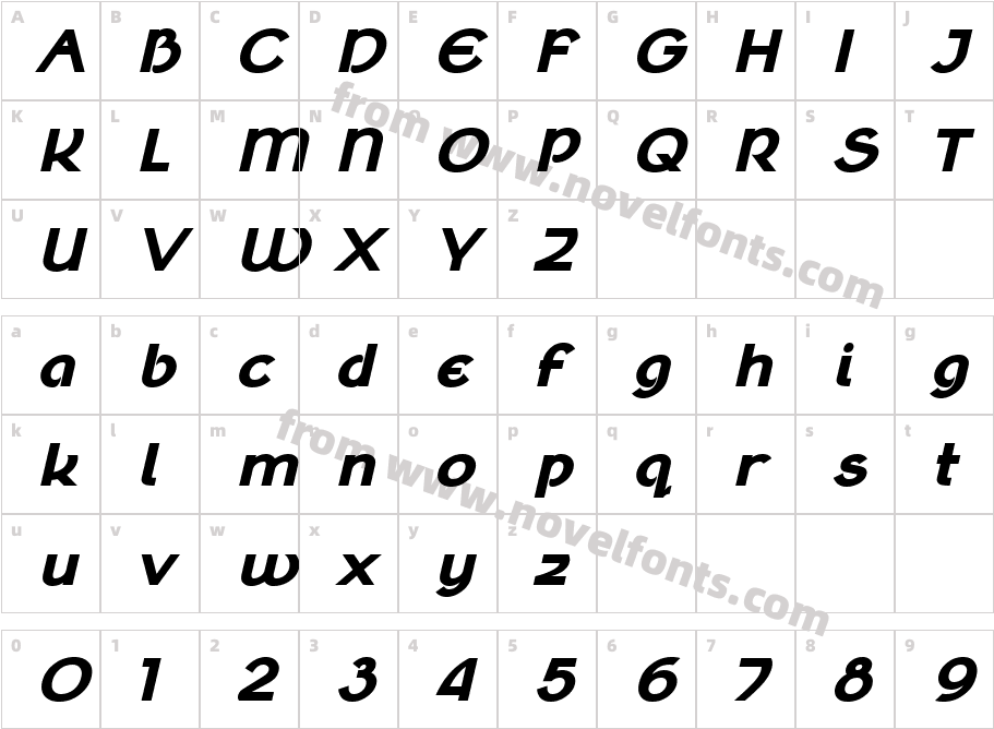 Klaudia Bold ObliqueCharacter Map