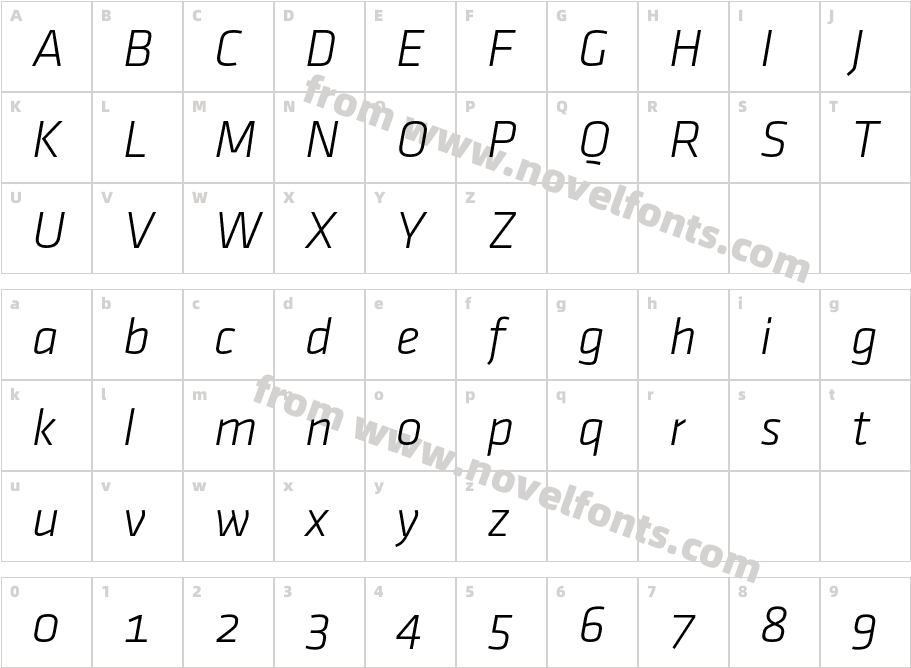 KlavikaLight-ItalicOSTFCharacter Map