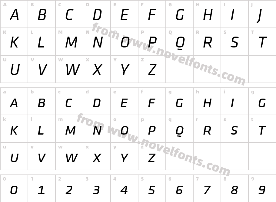 KlavikaRegCaps-ItalicSCTFCharacter Map