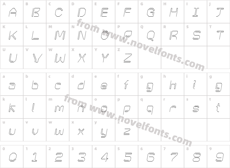 KneeonLight ItalicCharacter Map