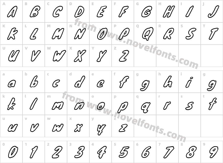 Knewave OutlineCharacter Map