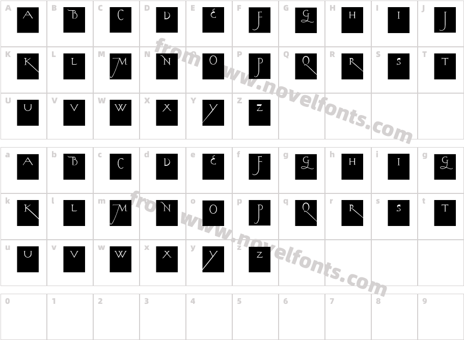 KochsLongCapsSquaresCharacter Map